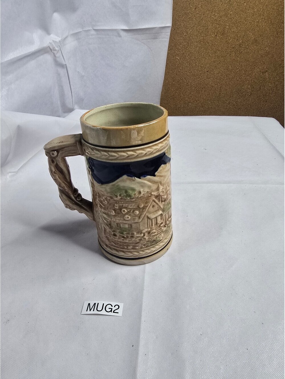 Vintage German Style Relief Ceramic Beer Stein Mug Made in Japan 6"